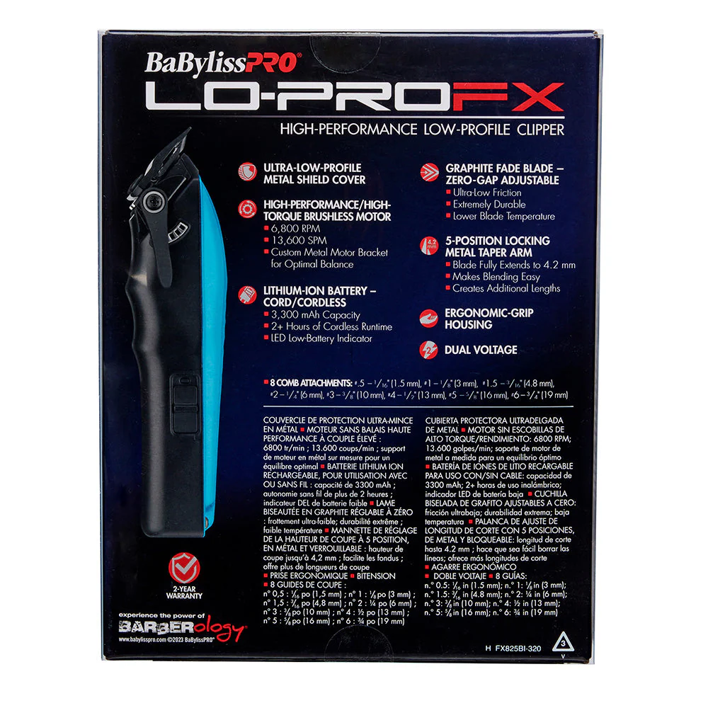 BaBylissPRO Lo-ProFX Clipper - Blue Cord/Cordless - Image 4