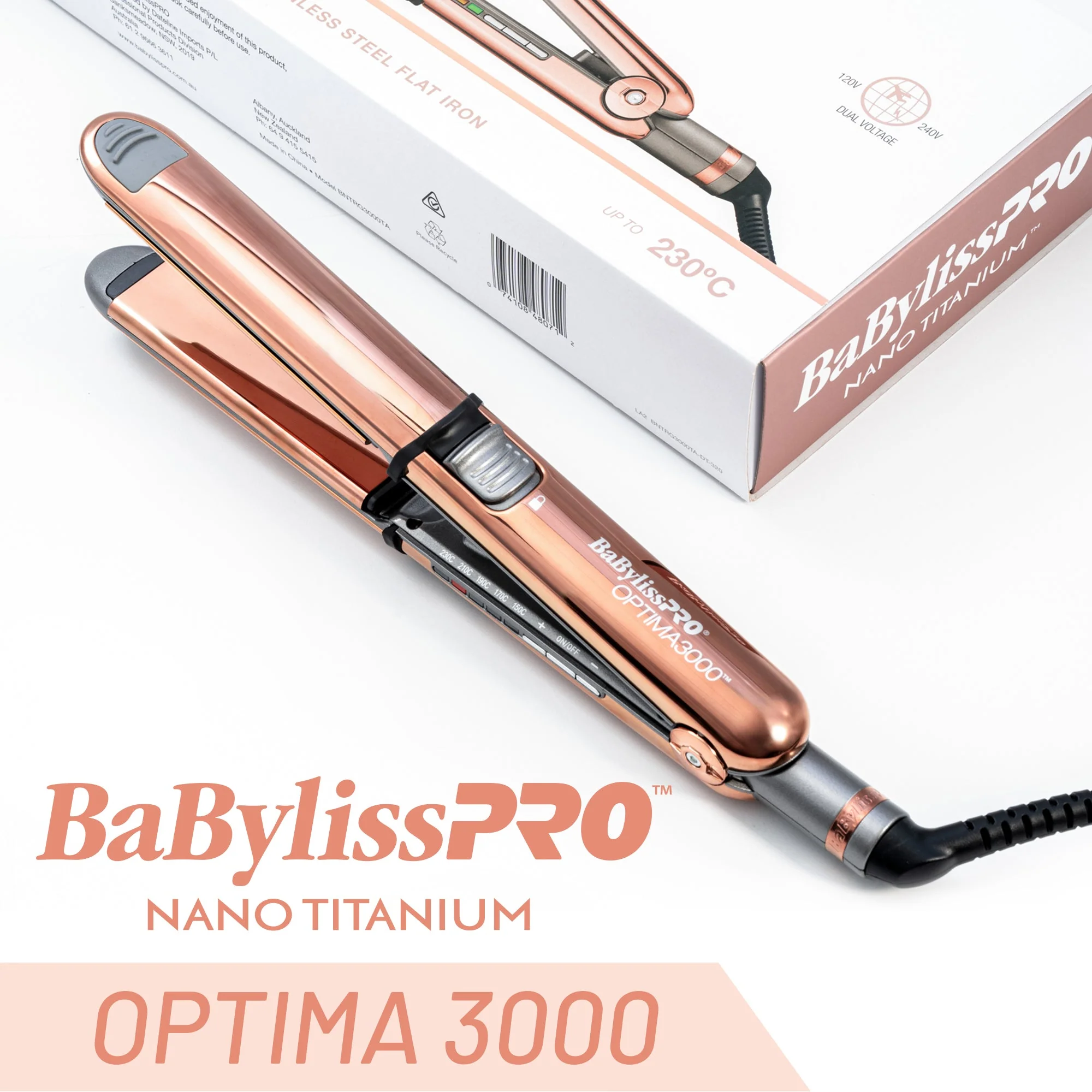 BaBylissPRO Optima 3000 Straightener - Rose Gold 32mm - Image 4