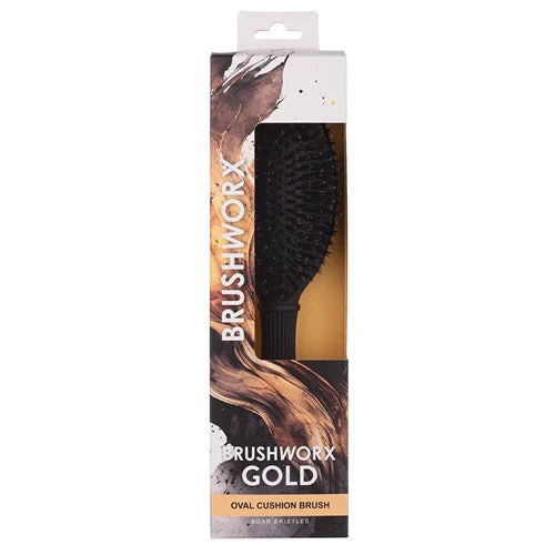 Brushworx Gold Oval Cushion Brush Boar Bristle - Image 2