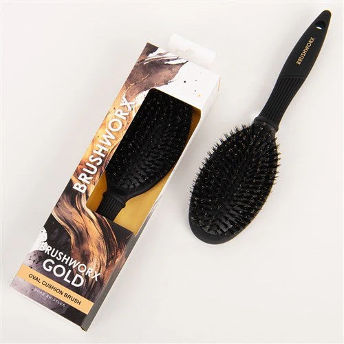 Brushworx Gold Oval Cushion Brush Boar Bristle - Image 5