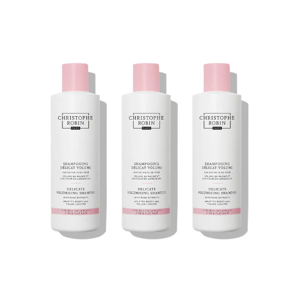 Christophe Robin Delicate Volumising Shampoo With Rose Extracts 250ml x3