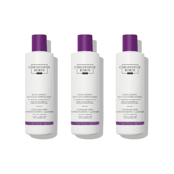 Christophe Robin Luscious Curl Cleansing Conditioner With Chia Seed Oil 250ml x3