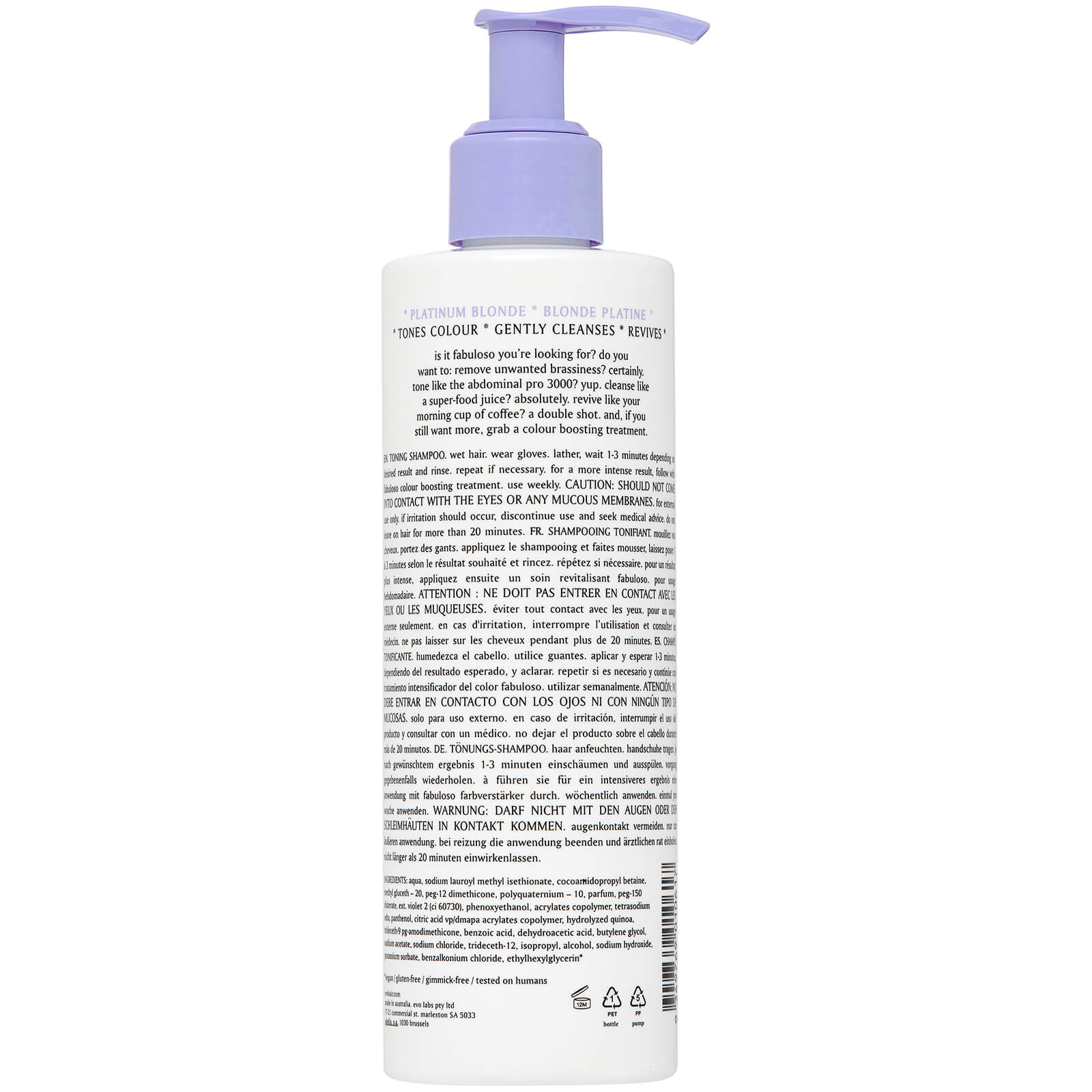 evo Fabuloso Platinum Blonde Toning Shampoo 250ml - Image 2