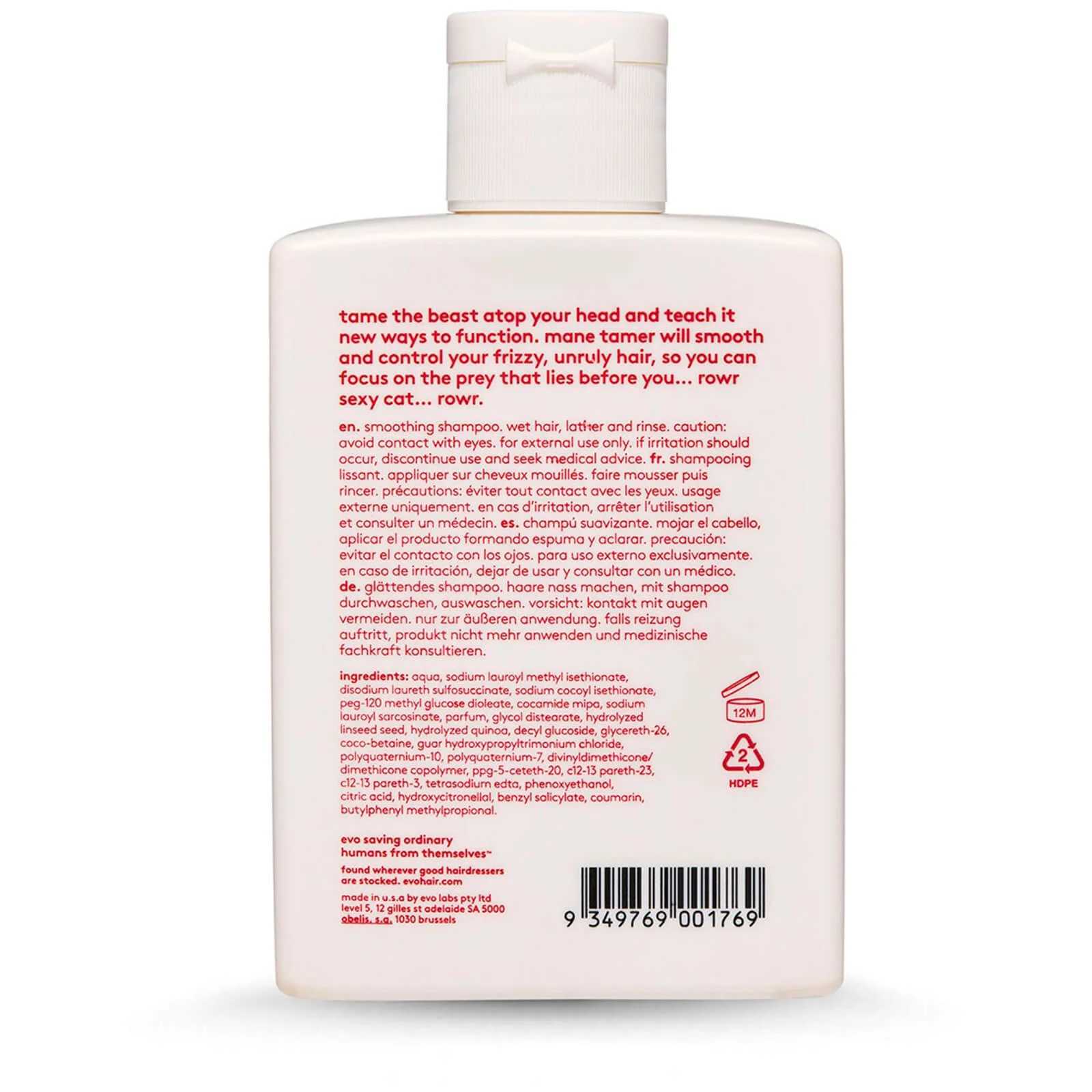 evo Mane Tamer Smoothing Shampoo 300ml - Image 3