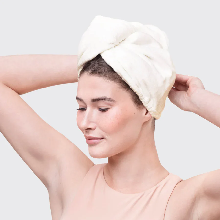 Kitsch Eco-Friendly Hair Towel Turban - Ivory - Image 3