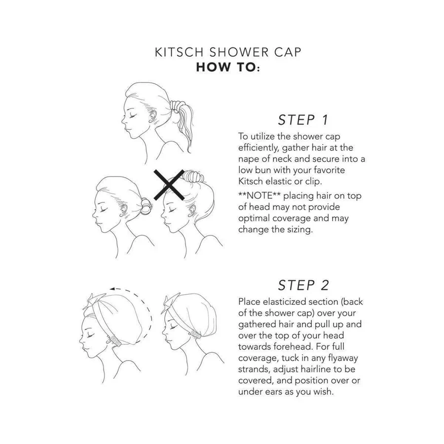 Kitsch Recycled Polyester Luxe Shower Cap - Stripe - Image 2