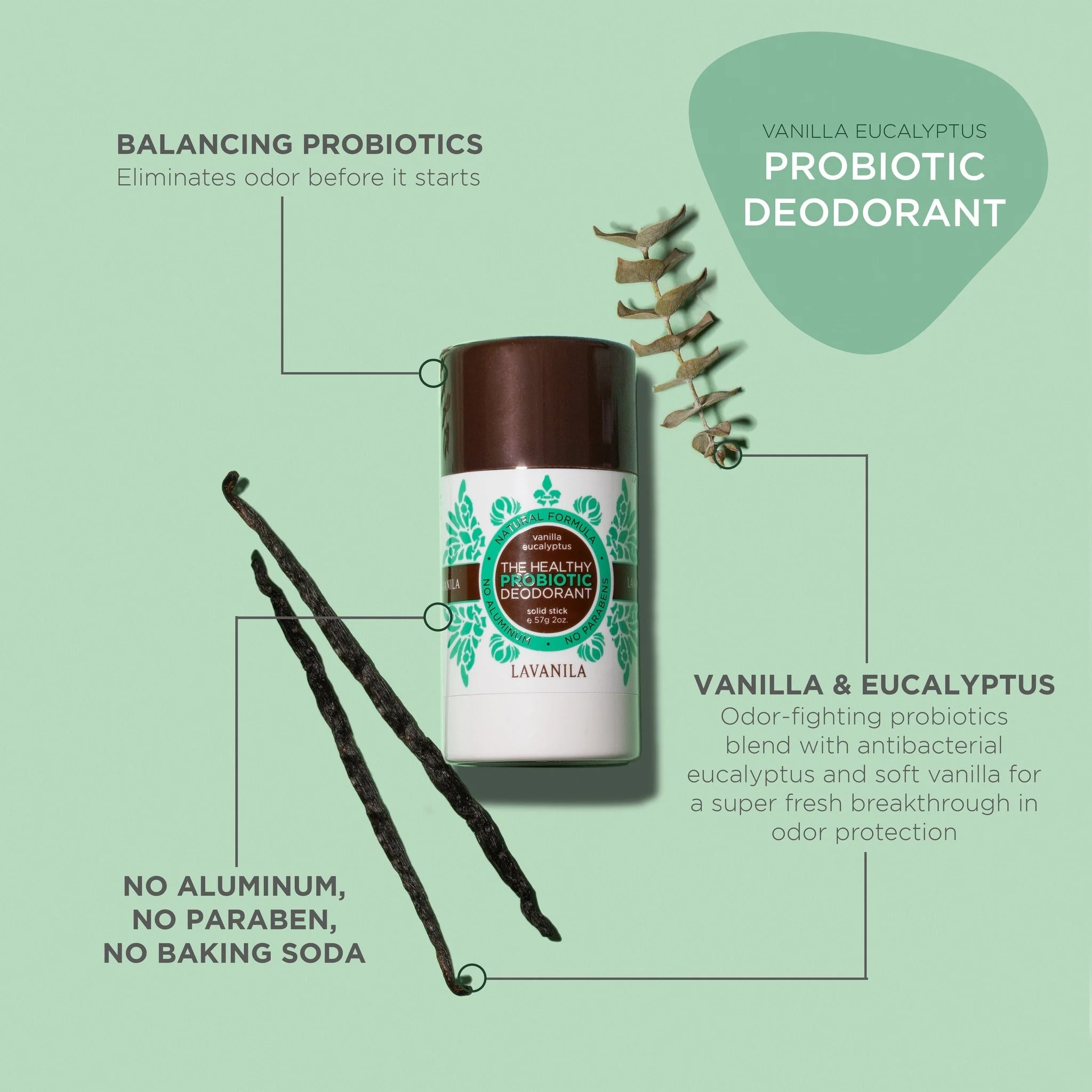Lavanila The Healthy Probiotic Deodorant Vanilla Eucalyptus 57g - Image 5
