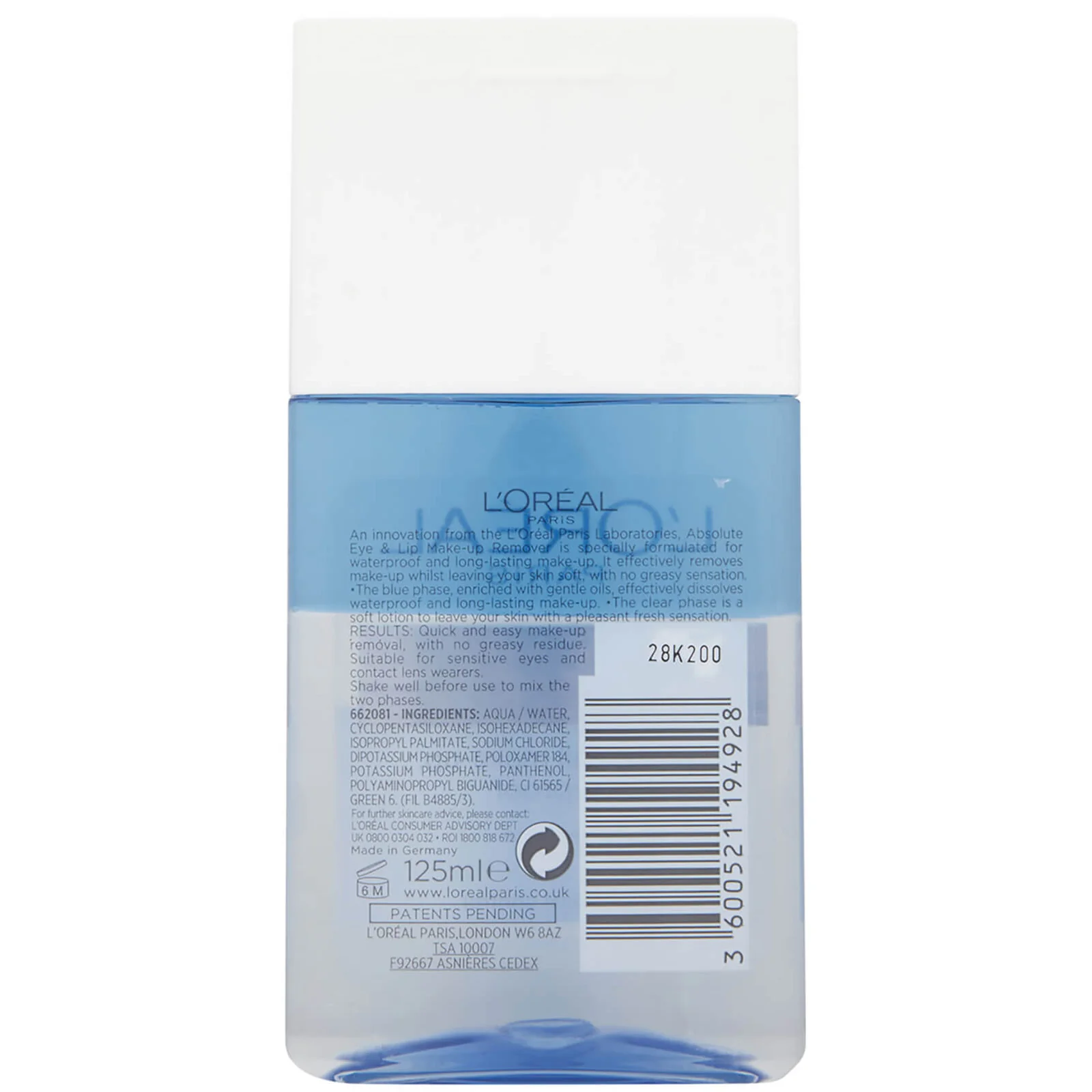 L'Oréal Paris Absolute Eye and Lip Make-Up Remover 125ml - Image 2