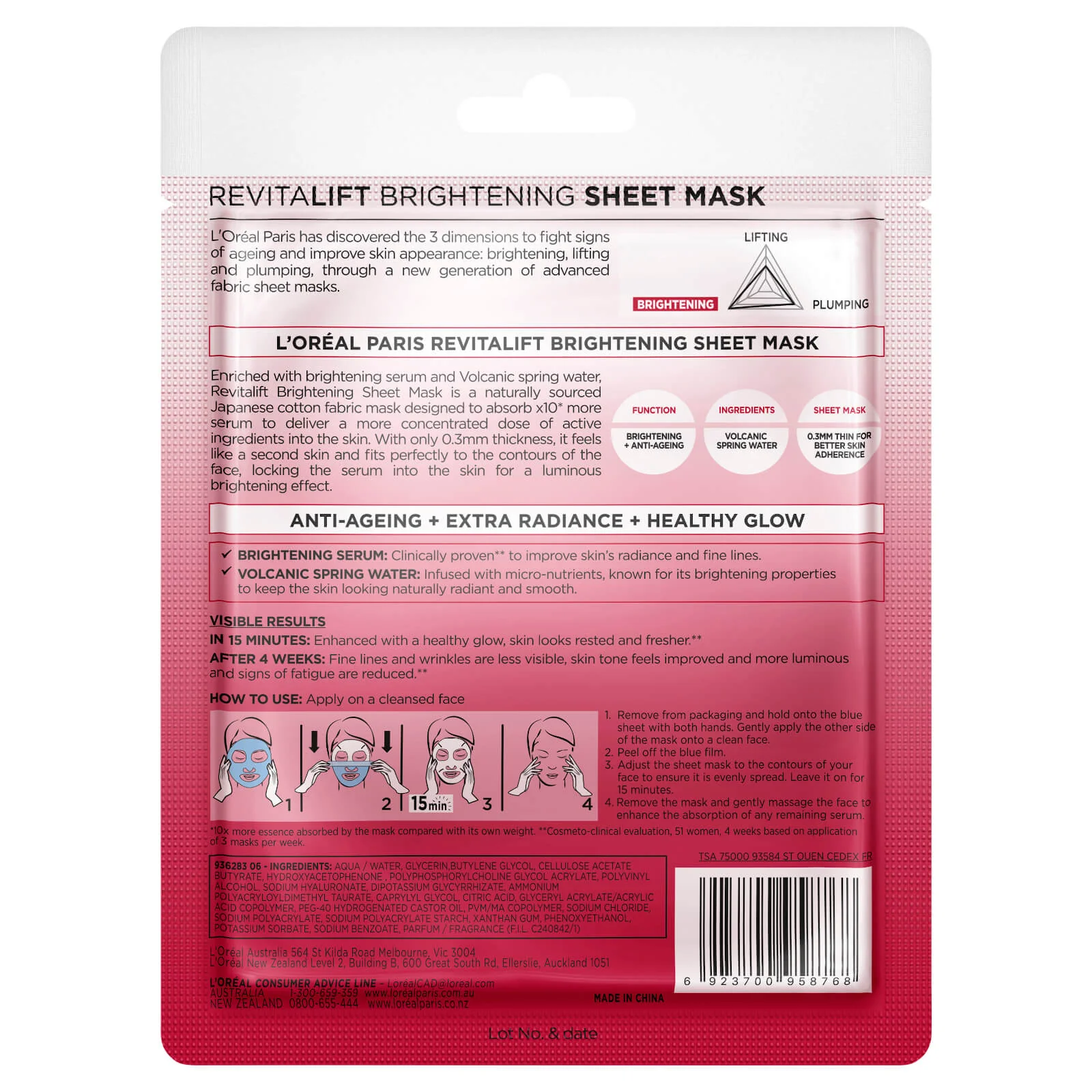 L'Oréal Paris Revitalift Brightening Sheet Mask (1 Mask) - Image 2