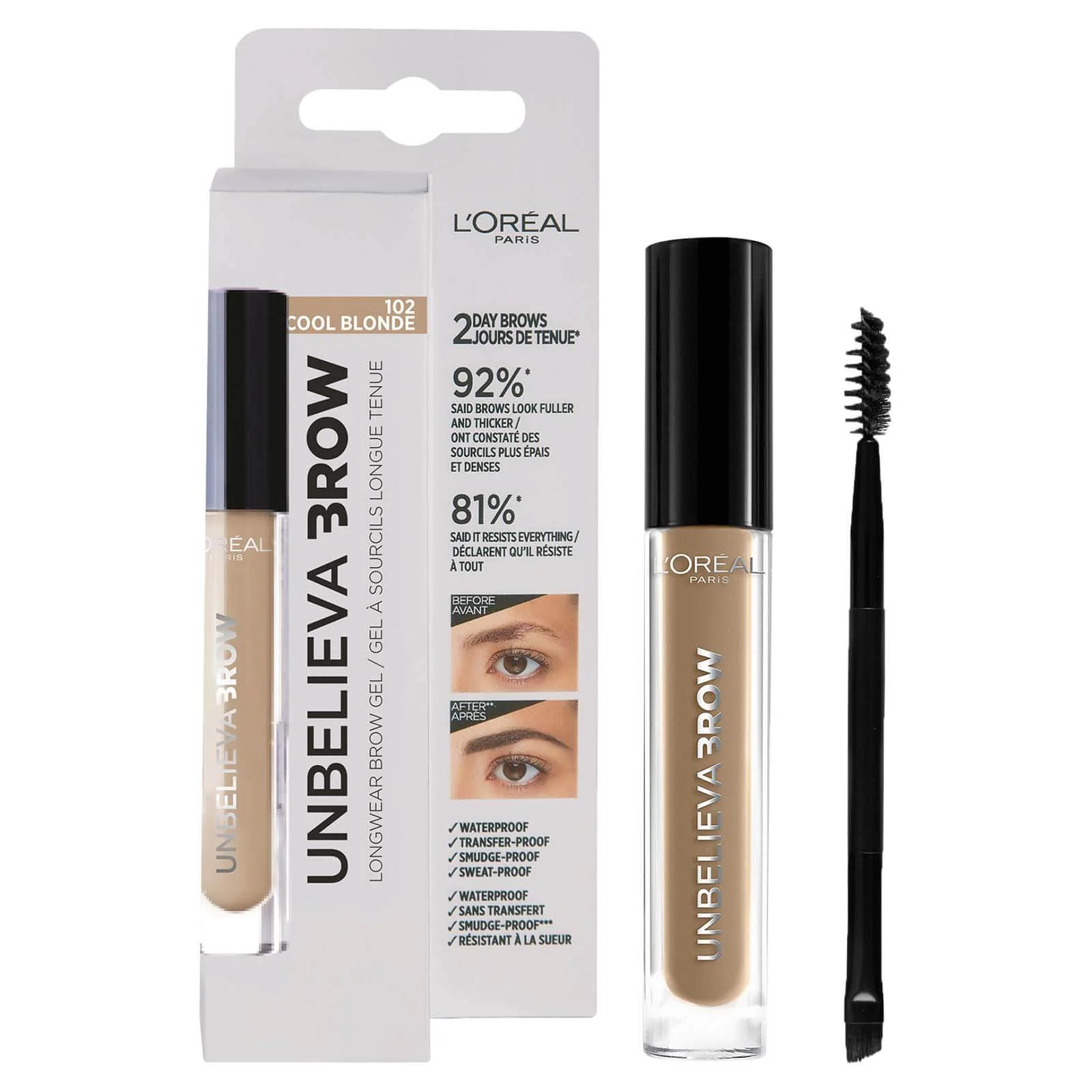 L'Oréal Paris Unbelievabrow Long-Lasting Brow Gel - 102 Cool Blonde - Image 2