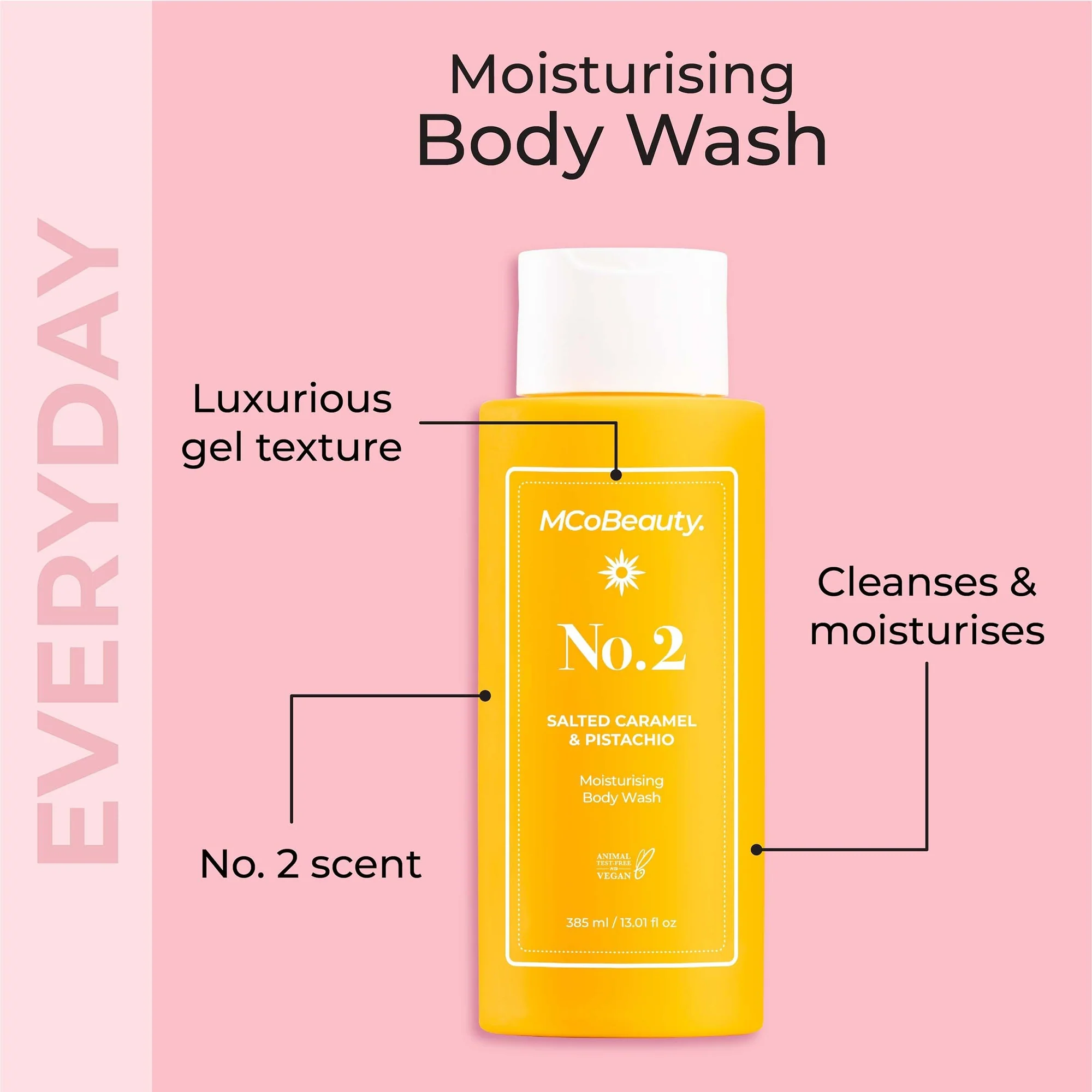 MCoBeauty Everyday Body Wash Cream-Gel 385ml - No.2 Salted Caramel & Pistachio - Image 2