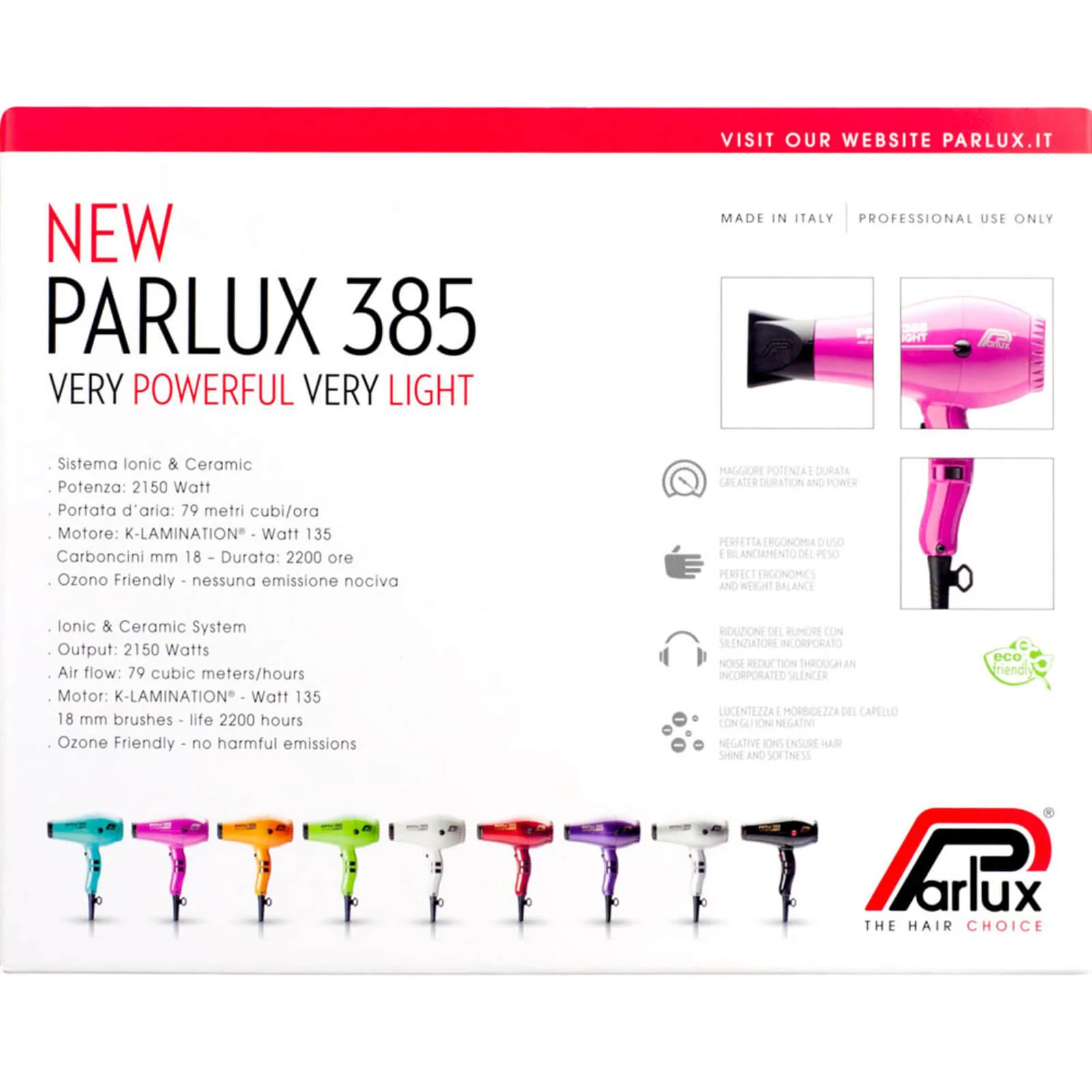 Parlux 385 Power Light Hair Dryer 2150W (Various Shades) - Image 4