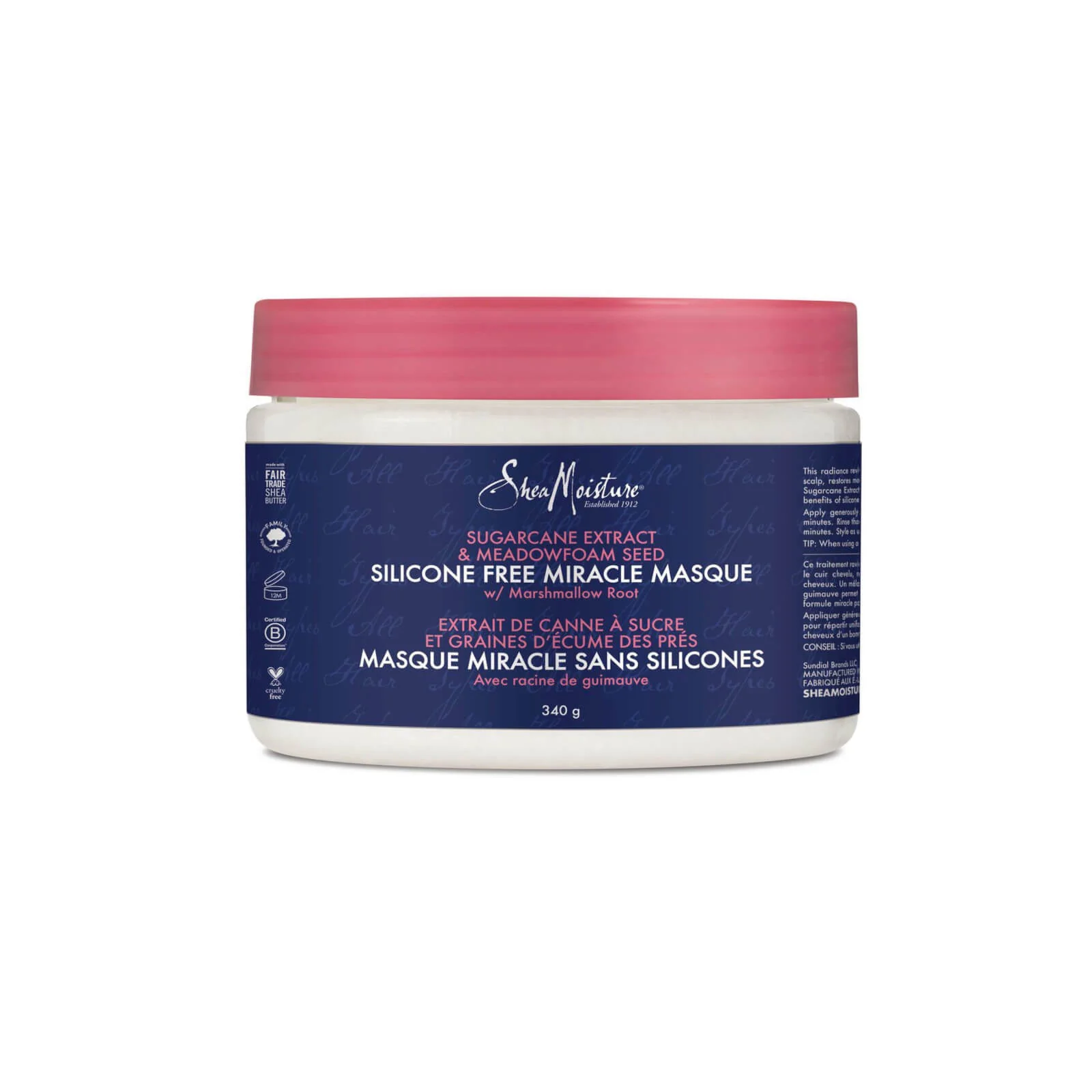 SheaMoisture Sugarcane Extract & Meadowfoam Seed Silicone Free Miracle Masque 340g