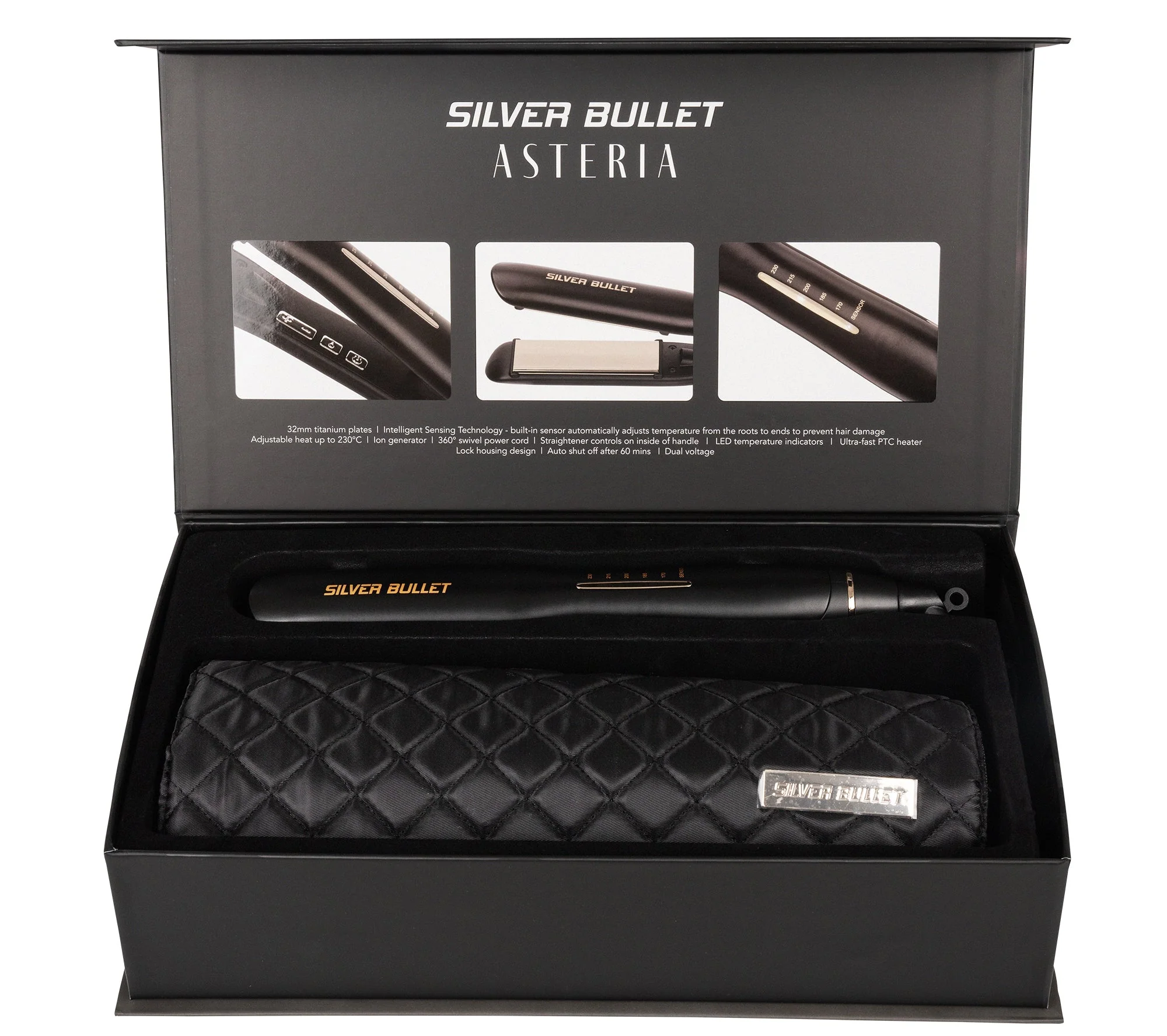 Silver Bullet Asteria Ionic Titanium Hair Straightener 32mm - Black - Image 4