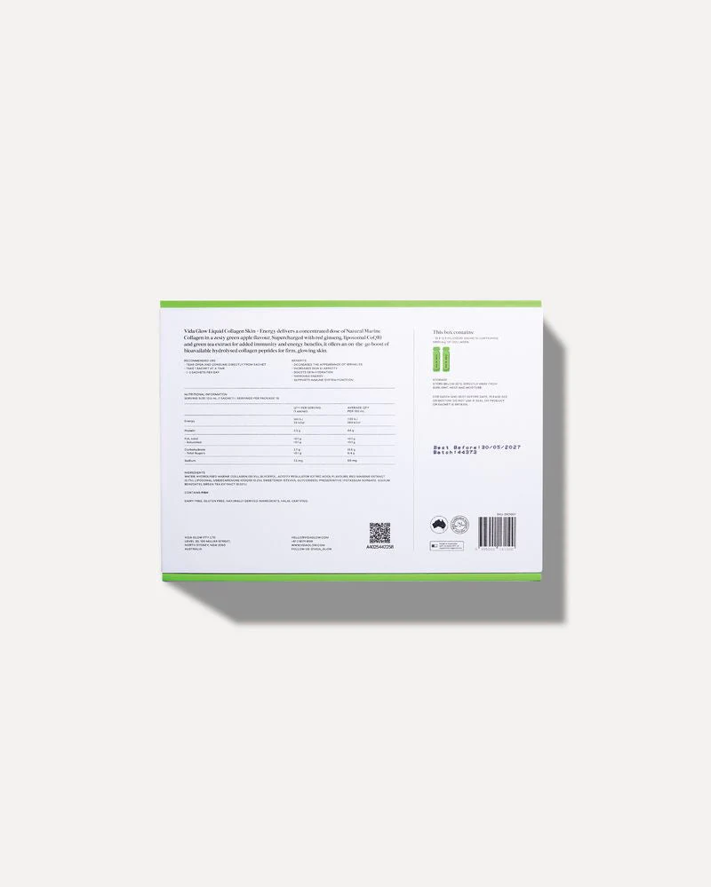 Vida Glow Liquid Collagen Skin + Energy - Green Apple 15 x 12.5ml Sachets - Image 6